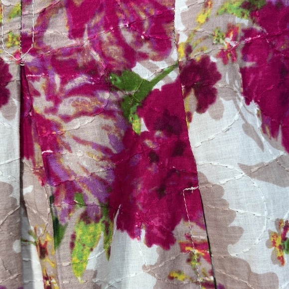 🎹 Nine West Pink and Green Floral striped tank Midi Dress cotton - Picture 2 of 5